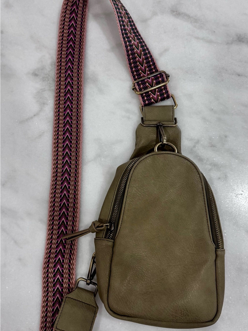 Anthropologie Urban Originals Olive Green Sling Crossbody Bag Boho